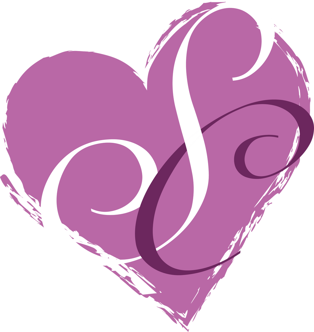 Purple heart logo for ethically made fashion, organic sleepwear womens and luxury women's sleepwear brand